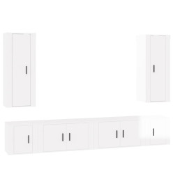 Ensemble de meubles TV 6 pcs Blanc brillant Bois d'ingénierie