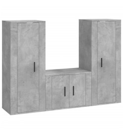 Ensemble de meubles TV 3 pcs Gris béton Bois d'ingénierie