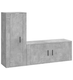 Ensemble de meubles TV 2 pcs gris béton bois d'ingénierie