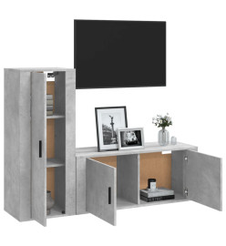 Ensemble de meubles TV 2 pcs gris béton bois d'ingénierie