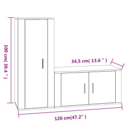 Ensemble de meubles TV 2 pcs Chêne fumé Bois d'ingénierie