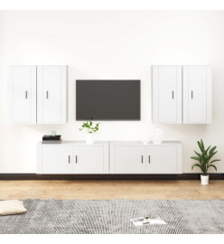 Ensemble de meubles TV 6 pcs Blanc Bois d'ingénierie