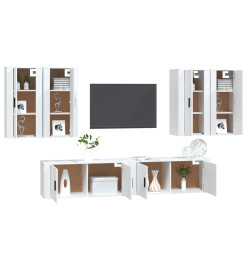 Ensemble de meubles TV 6 pcs Blanc Bois d'ingénierie