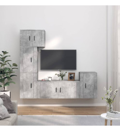 Ensemble de meubles TV 5 pcs Gris béton Bois d'ingénierie