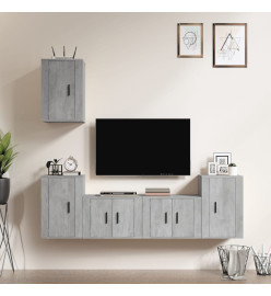 Ensemble de meubles TV 5 pcs Gris béton Bois d'ingénierie