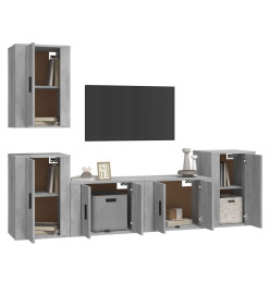 Ensemble de meubles TV 5 pcs Gris béton Bois d'ingénierie