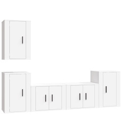 Ensemble de meubles TV 5 pcs Blanc Bois d'ingénierie