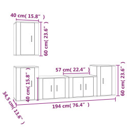 Ensemble de meubles TV 5 pcs Blanc Bois d'ingénierie