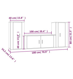 Ensemble de meubles TV 3 pcs Chêne fumé Bois d'ingénierie