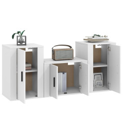 Ensemble de meubles TV 3 pcs Blanc Bois d'ingénierie