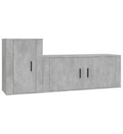 Ensemble de meubles TV 2 pcs gris béton bois d'ingénierie