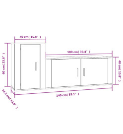 Ensemble de meubles TV 2 pcs gris béton bois d'ingénierie