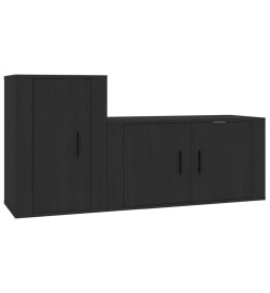 Ensemble de meubles TV 2 pcs noir bois d'ingénierie