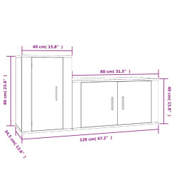 Ensemble de meubles TV 2 pcs noir bois d'ingénierie