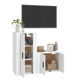 Ensemble de meubles TV 2 pcs Blanc Bois d'ingénierie