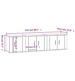 Ensemble de meubles TV 3 pcs Gris béton Bois d'ingénierie