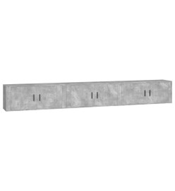 Meubles TV muraux 3 pcs gris béton 100x34,5x40 cm