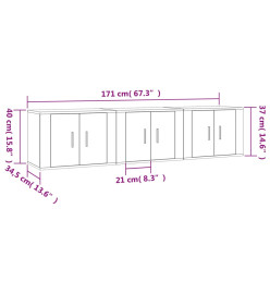 Meubles TV muraux 3 pcs gris béton 57x34,5x40 cm