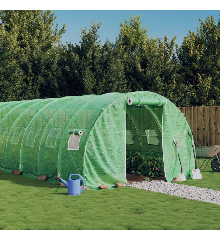 Serre avec cadre en acier vert 18 m² 6x3x2 m