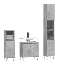 Ensemble d'armoires de salle de bain 3 pcs gris béton