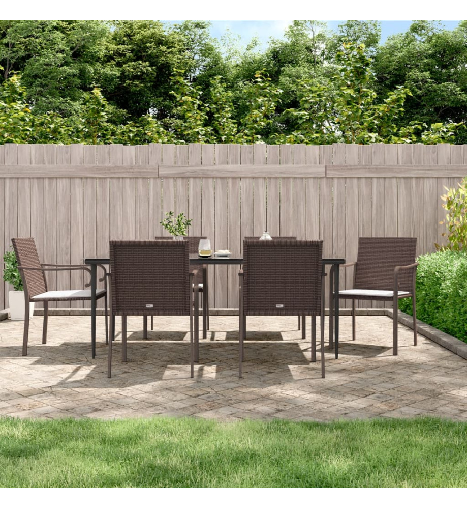 Chaises de jardin et coussins lot de 6 marron 56x59x84 cm rotin