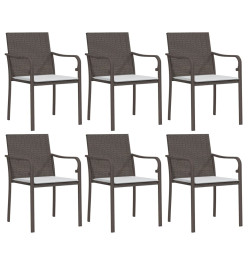 Chaises de jardin et coussins lot de 6 marron 56x59x84 cm rotin