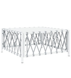 Salon de jardin avec coussins 11 pcs blanc acier