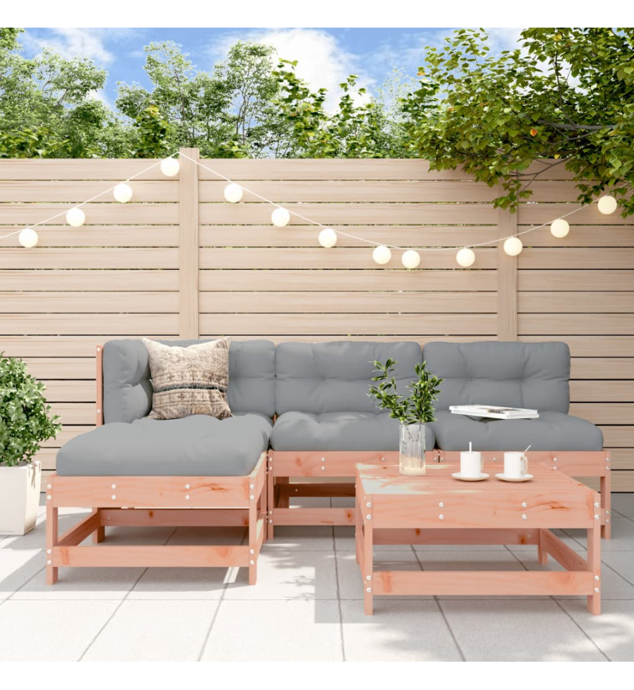 Salon de jardin 5 pcs avec coussins bois massif douglas