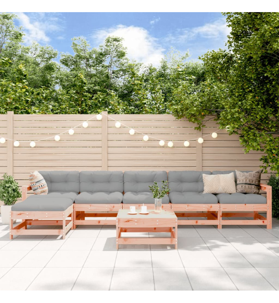 Salon de jardin 7 pcs avec coussins bois massif douglas