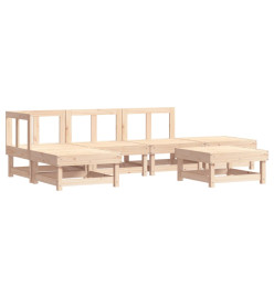 Salon de jardin 6 pcs avec coussins bois massif