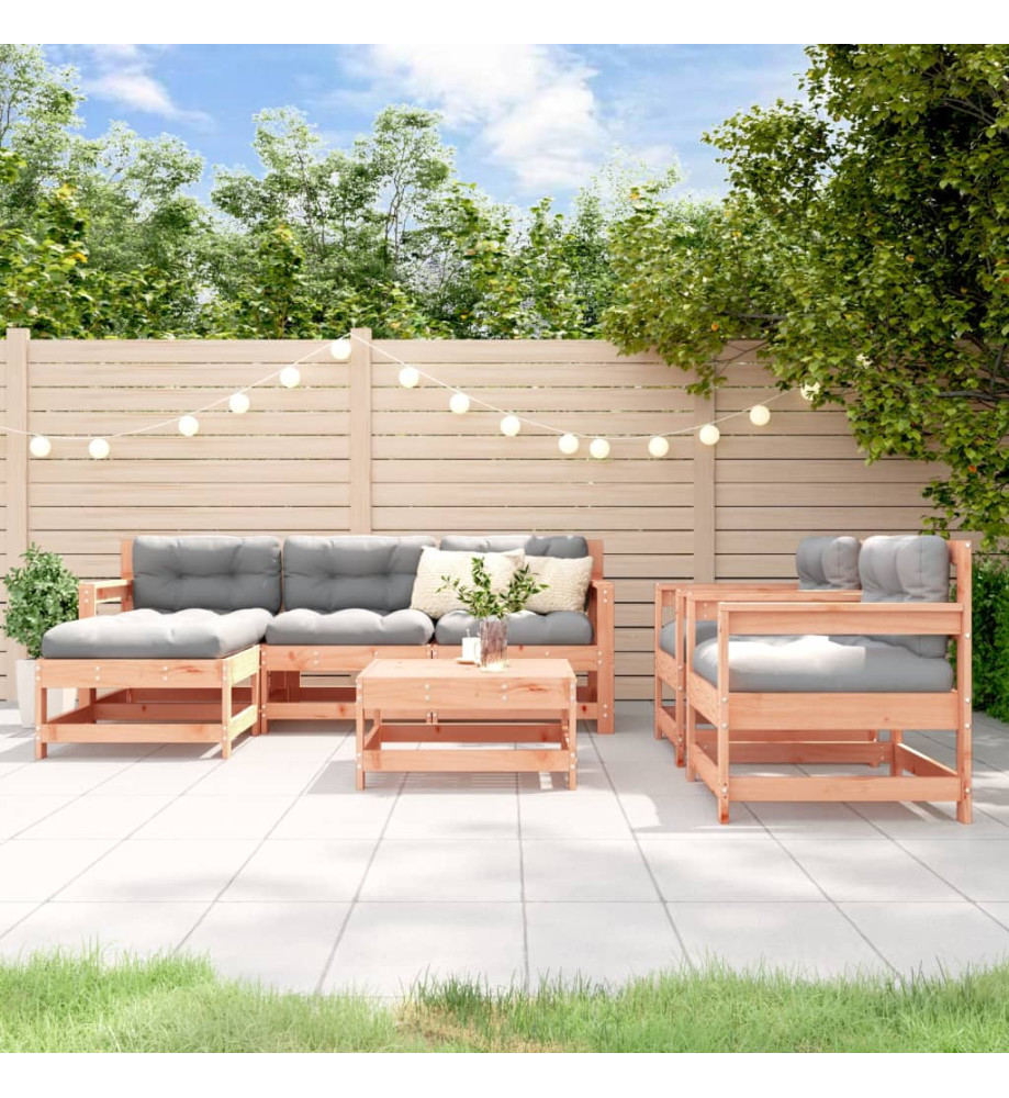 Salon de jardin 7 pcs avec coussins bois massif douglas