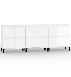 Buffets 3 pcs blanc brillant 60x35x70 cm bois d'ingénierie