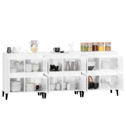 Buffets 3 pcs blanc brillant 60x35x70 cm bois d'ingénierie