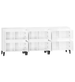 Buffets 3 pcs blanc brillant 60x35x70 cm bois d'ingénierie