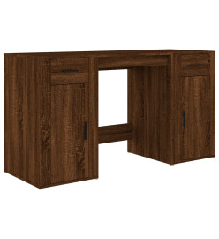 Bureau avec armoire chêne marron bois d'ingénierie