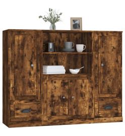 Buffets 3 pcs chêne fumé bois d'ingénierie