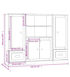 Buffets 3 pcs chêne sonoma bois d'ingénierie