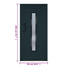 Porte d'entrée anthracite 98x200 cm PVC