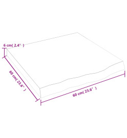 Dessus de table 60x60x6 cm bois de chêne massif non traité