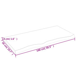 Comptoir de salle de bain 100x50x4 cm bois massif non traité