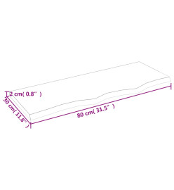 Comptoir de salle de bain 80x30x2 cm bois massif non traité