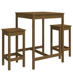 Ensemble de bar de jardin 3 pcs marron miel bois pin massif