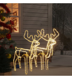 Rennes de Noël avec têtes mobiles 2 pcs Blanc chaud