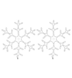 Flocons de neige de Noël avec LED 2 pcs Blanc chaud 59x59 cm