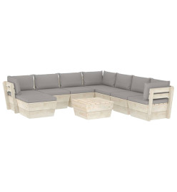 Salon de jardin palette 9 pcs avec coussins Épicéa imprégné