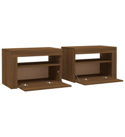 Tables de chevet 2 pcs avec LED chêne marron 60x35x40 cm