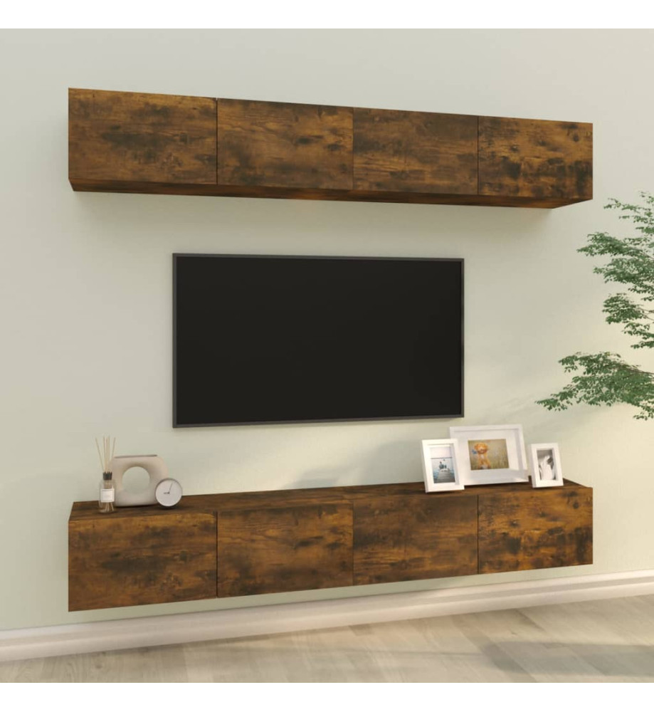 Meubles TV muraux 4 pcs Chêne fumé 100x30x30 cm