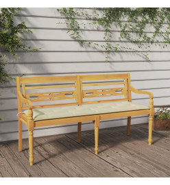 Banc Batavia avec coussin crème 150 cm Bois de teck massif