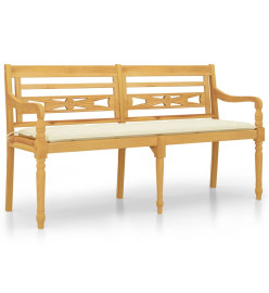 Banc Batavia avec coussin crème 150 cm Bois de teck massif