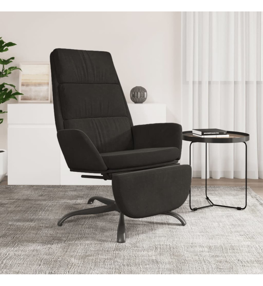 Chaise de relaxation avec repose-pied Noir Velours